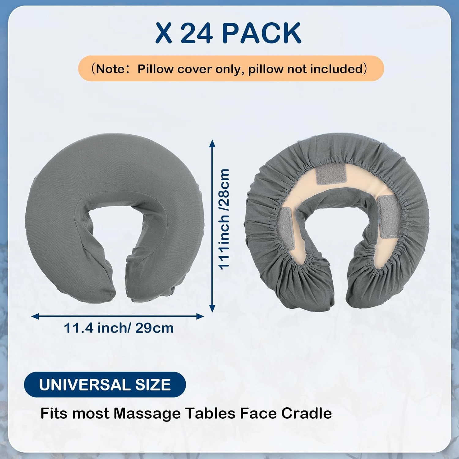 24 Pcs Face Cradle Covers for Massage Table Microfiber Reusable Soft Thicker Massage Table Head Rest Covers Bulk Oil Proof Headrest Cradle Sheets for Spa Beauty Salons (Gray)