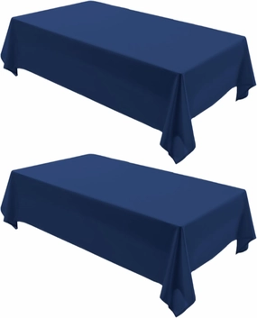 2 Pack Navy Rectangle Tablecloth - 60 x 84 Inch Fabric Table Cloth, Waterproof and Wrinkle Resistant Washable Polyester Table Cover for Dining Table, Buffet Parties and Camping, 60"W x 84"L