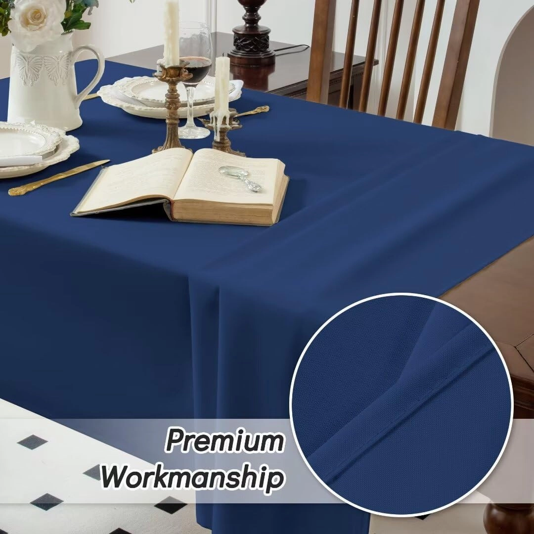 2 Pack Navy Rectangle Tablecloth - 60 x 84 Inch Fabric Table Cloth, Waterproof and Wrinkle Resistant Washable Polyester Table Cover for Dining Table, Buffet Parties and Camping, 60"W x 84"L