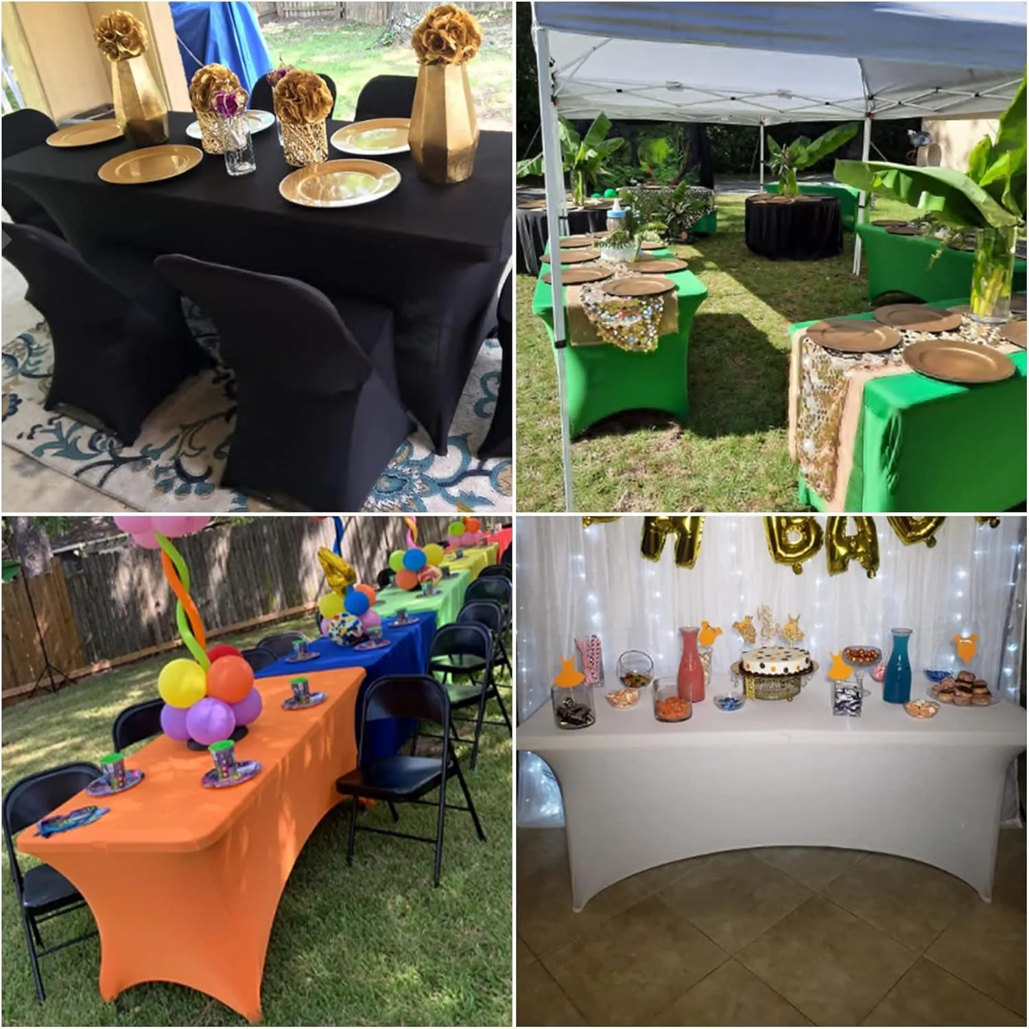 2Pack Spandex Waterproof Table Covers 6ft，Spandex 6ft Waterproof Table Cover for Party,Wedding, Banquet, and Events(Classicbule)