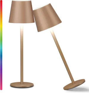 2pc 5200mAh RGB Cordless Table Lamp, RGB 8 Modes & Touch Control Rechargeable Battery Desk Lamp, IP54 Waterproof Battery Operated Lamp for Bedroom/Restaurant/Camping/Bars (Coffee Color)