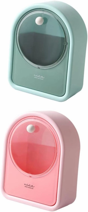 2Pcs Cotton Pad Holders Wall Mounted Makeup Storage Box Multi Function Cosmetics Organizer for Space Saving Convenient Makeup Box
