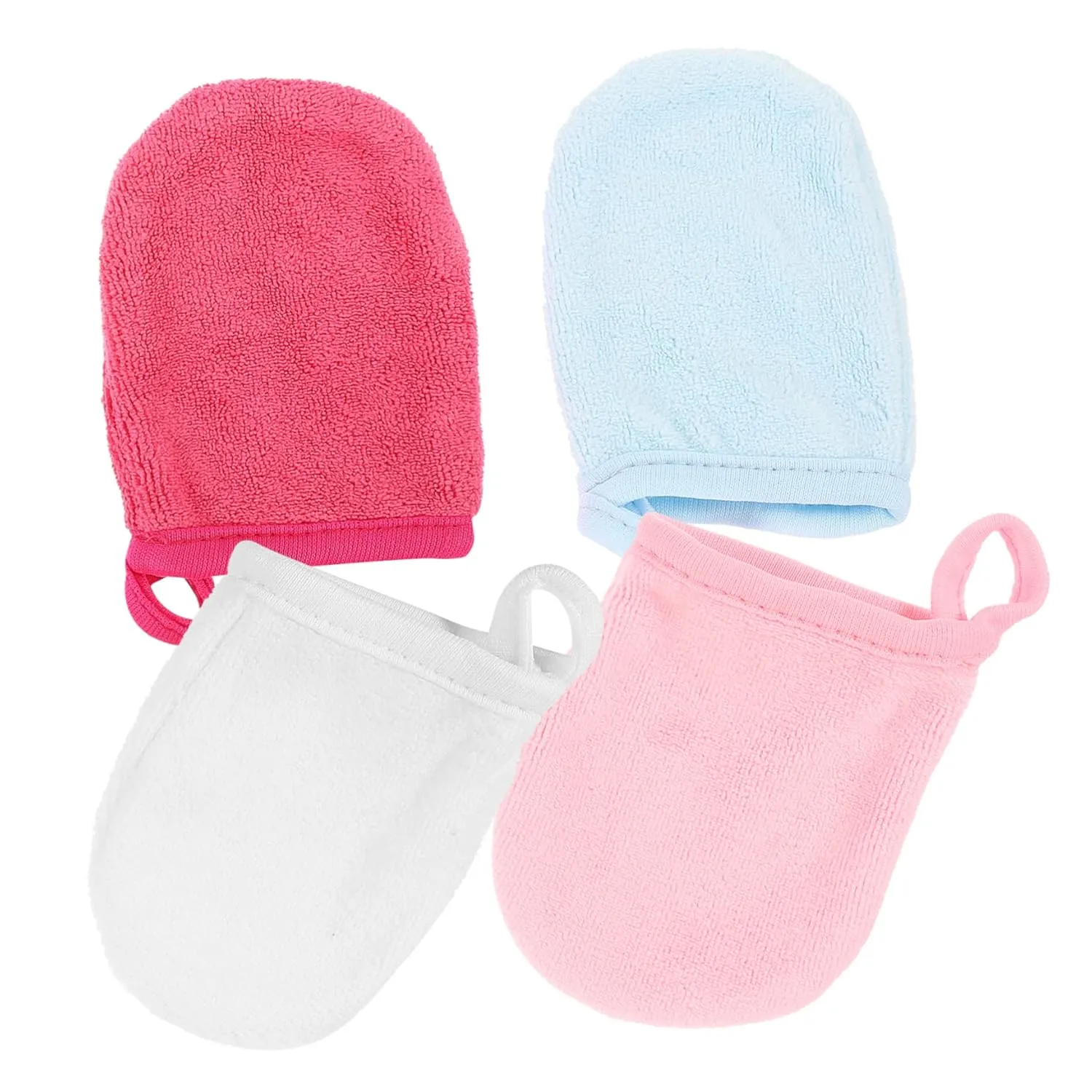 2sets Moisturizing Microfiber Face Mitts Gentle Makeup Remover Gloves for Women 4pcs*2