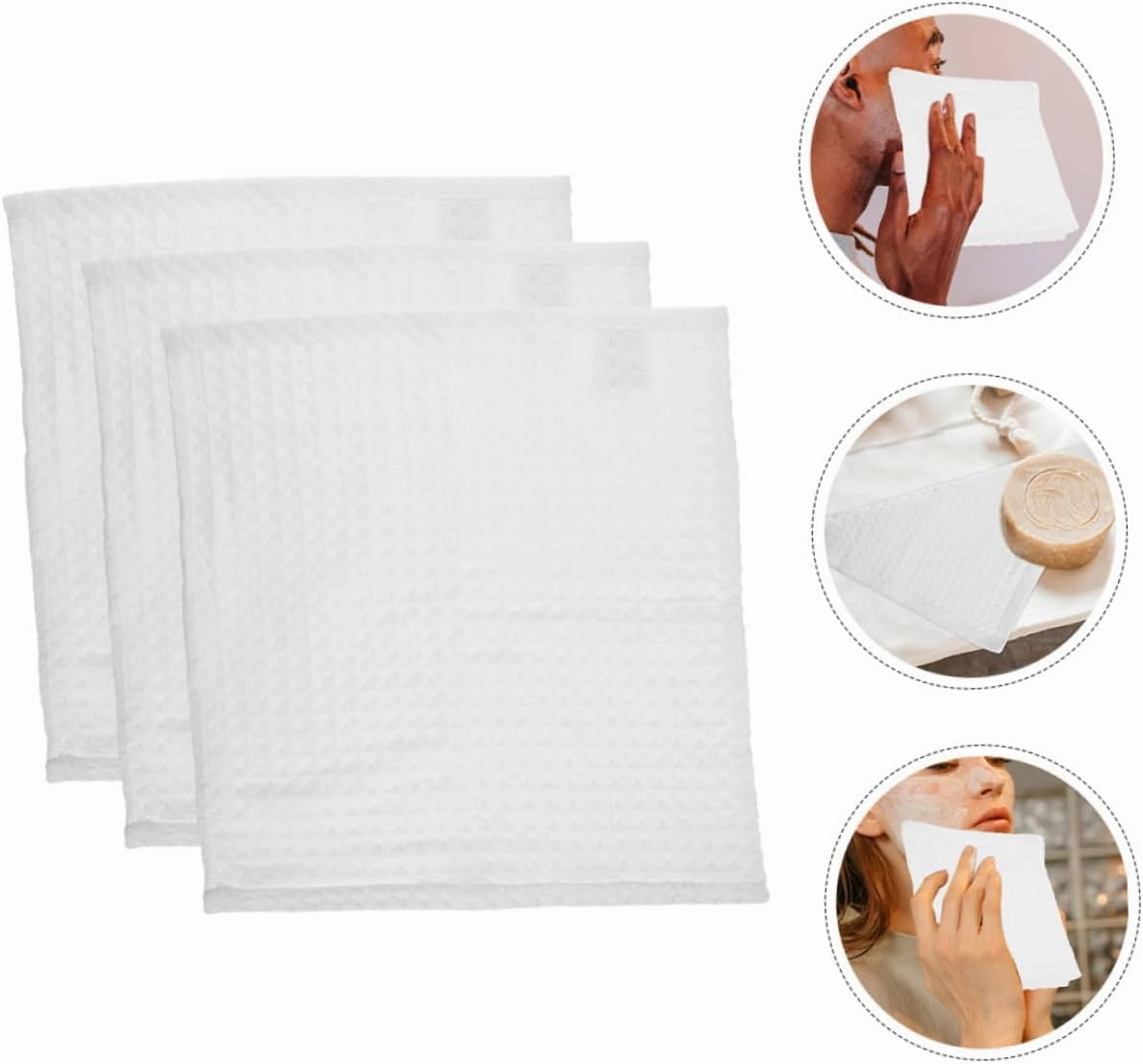2sets Cotton Towels Square Face Washing Cloths Reusable Makeup Remover Pads Soft Hand Towels 3pcs*2