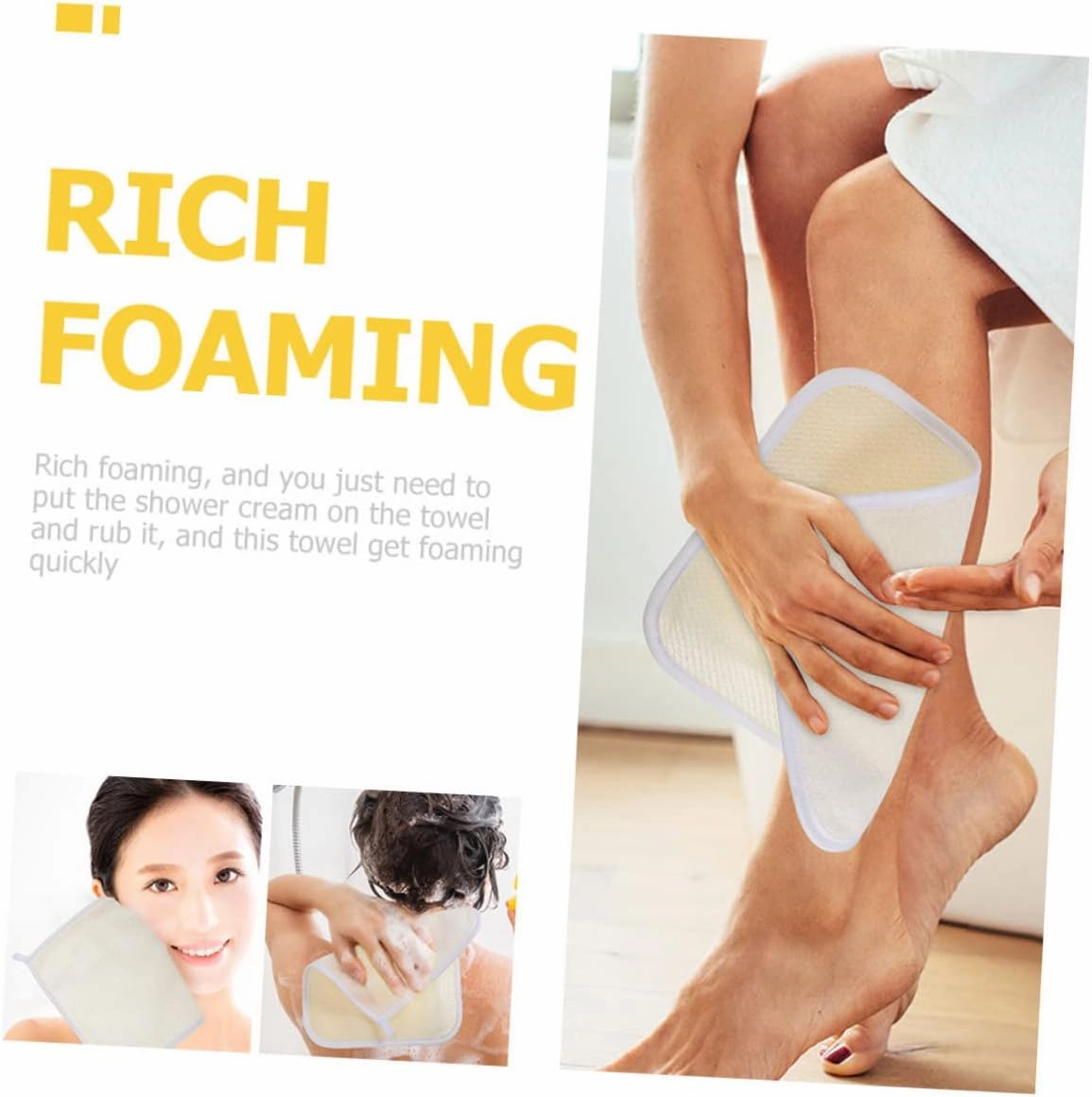 2sets Exfoliating Back Scrubber Bath Towel Deep Clean Shower Towels Japanese Washcloth Men Women Long Body Scrubbing 5pcs*2