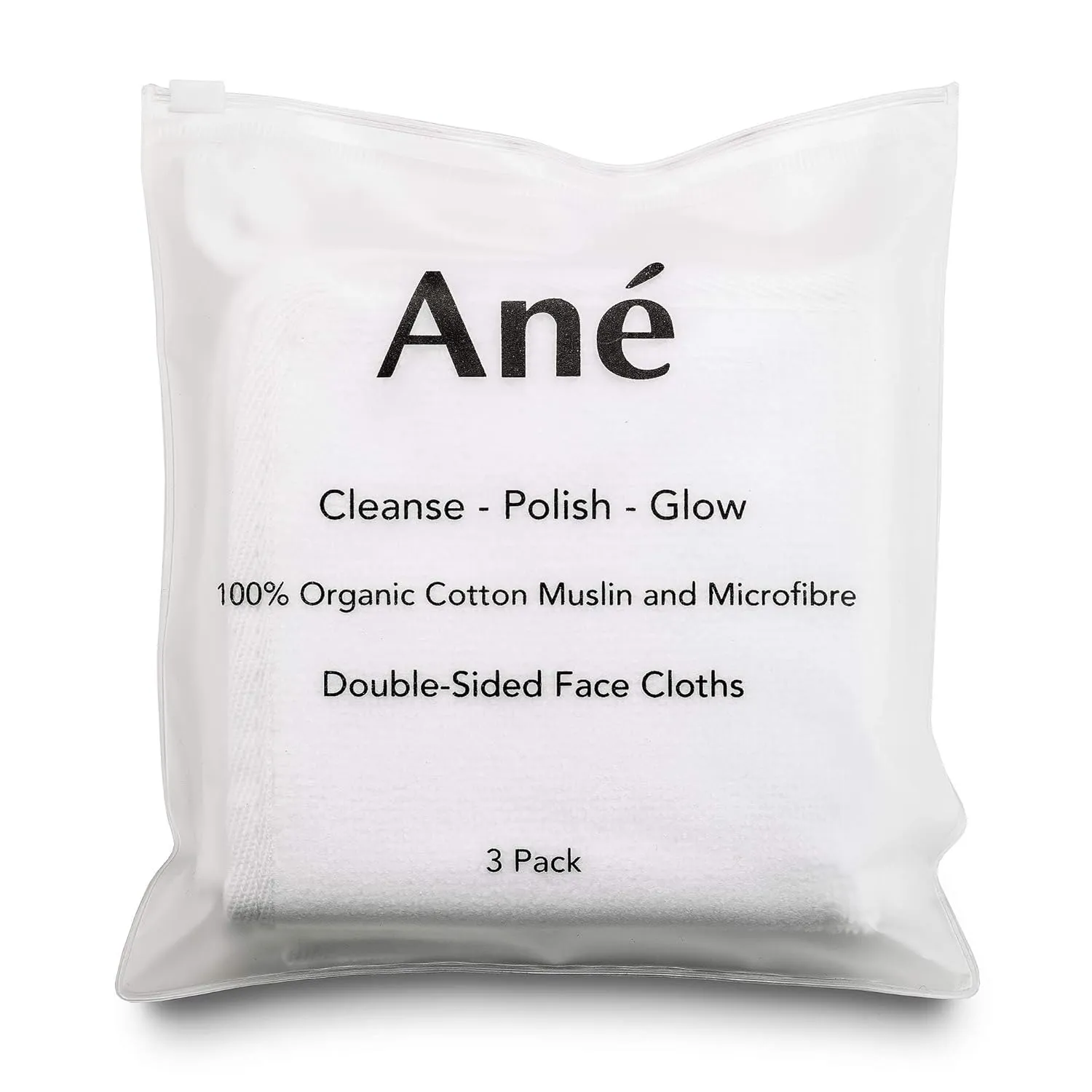 3 Pack Double Sided Muslin & Microfibre Face Cleansing Cloths