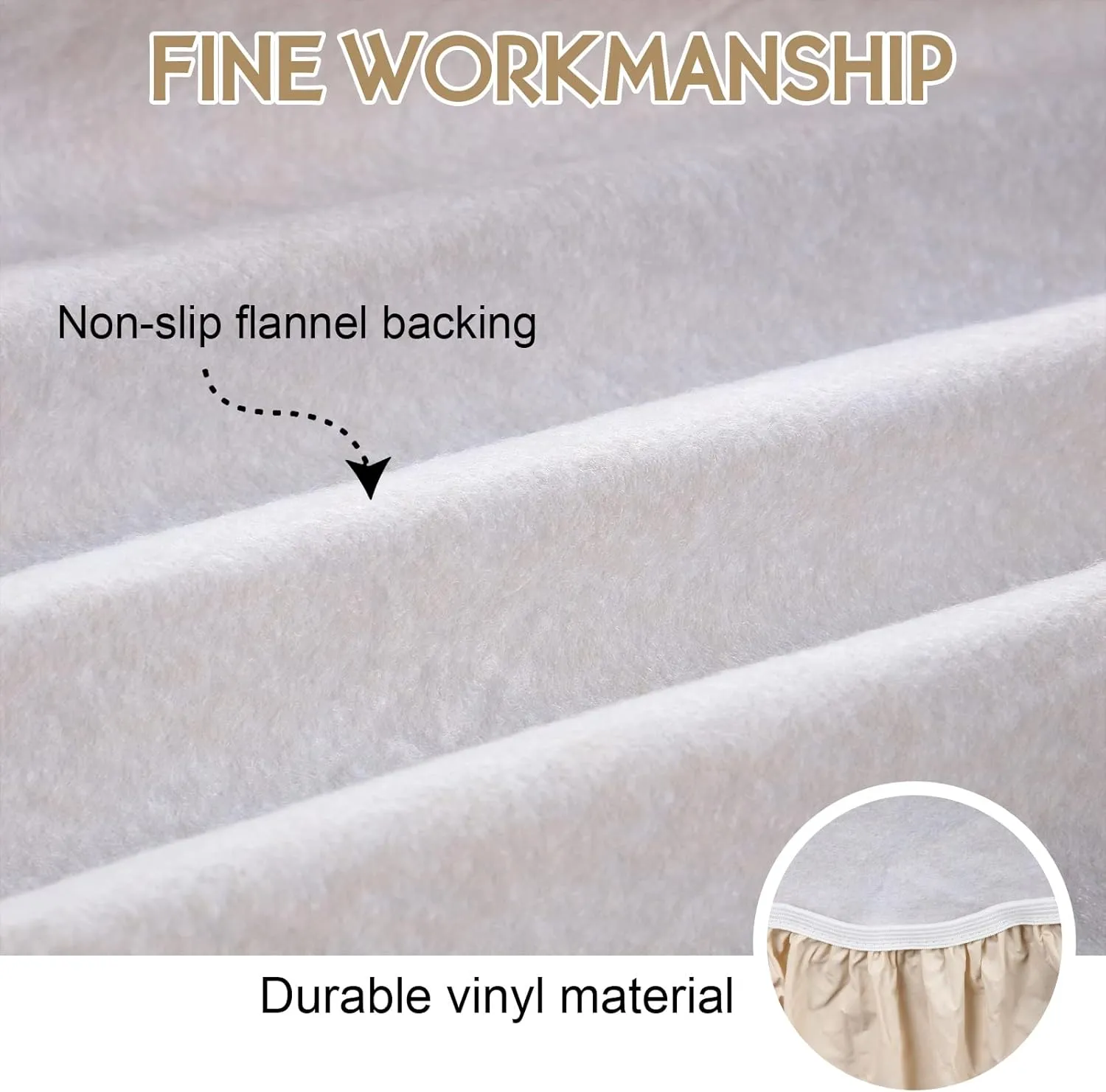 3 Pcs Picnic Table and Bench Fitted Tablecloth Cover for 6 Ft Table 30 x 72 Inch Vinyl Fitted Elastic Edges Waterproof Wipeable Tablecloth for Indoor Outdoor Travel Picnics Patio Camping (Beige)