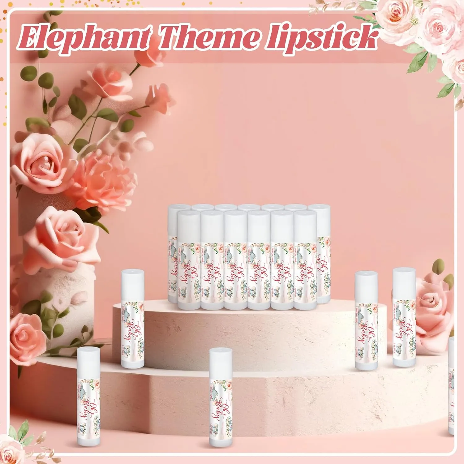 30 Pack Elephant Party Gifts Baby Shower Games Prizes Bulk Lip Balms Favors for Winners Adults Guests Gender Reveal Favors Decorations Baby Shower Souvenirs Gift Bags Stuffers