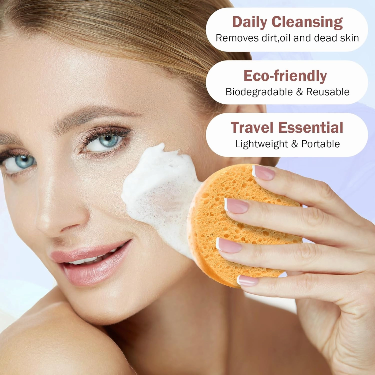 300 Count Compressed Facial Sponges Natural Face Sponges for Cleansing Disposable Facial Exfoliating Pads for Estheticians(Colorful)