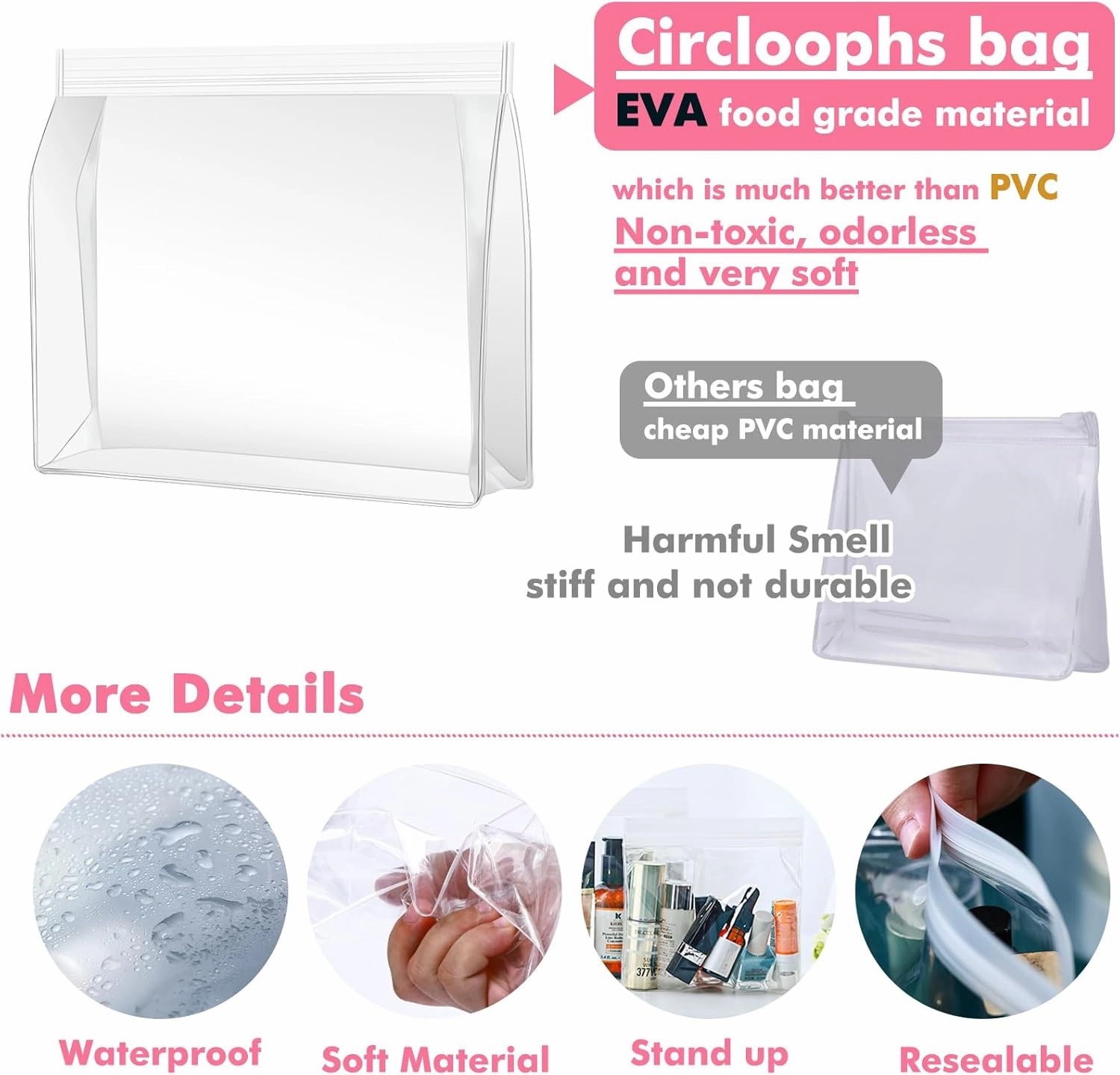 30 Pack Mini Clear Makeup Bag Organizer Cosmetic Zipper Pouch TSA Approved Small Travel Pouches for Toiletries Transparent EVA Reusable Waterproof Plastic Clear Gift Bags Bulk, 6” x 5” x 1.5”