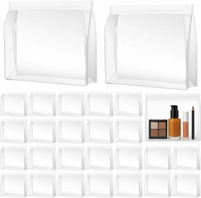 30 Pack Mini Clear Makeup Bag Organizer Cosmetic Zipper Pouch TSA Approved Small Travel Pouches for Toiletries Transparent EVA Reusable Waterproof Plastic Clear Gift Bags Bulk, 6” x 5” x 1.5”