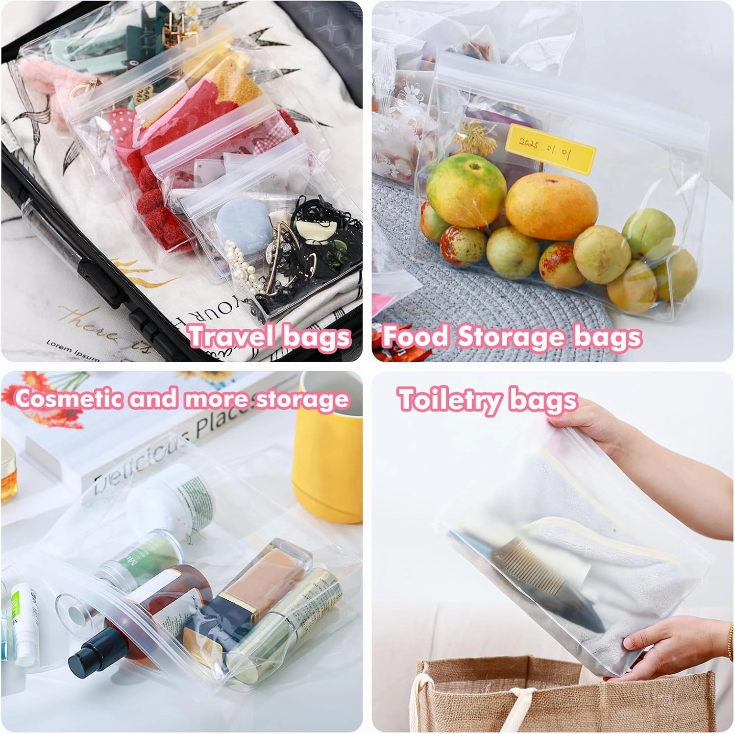 30 Pack Mini Clear Makeup Bag Organizer Cosmetic Zipper Pouch TSA Approved Small Travel Pouches for Toiletries Transparent EVA Reusable Waterproof Plastic Clear Gift Bags Bulk, 6” x 5” x 1.5”