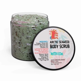 30% Pure Seaweed Body Scrub. Crushed Laminaria, Bladderwrack, and Chlorophyllin for washing, cleansing, and nourishing. Detoxify and rejuvenate for velvety ski. Designed and crafted in NYC.