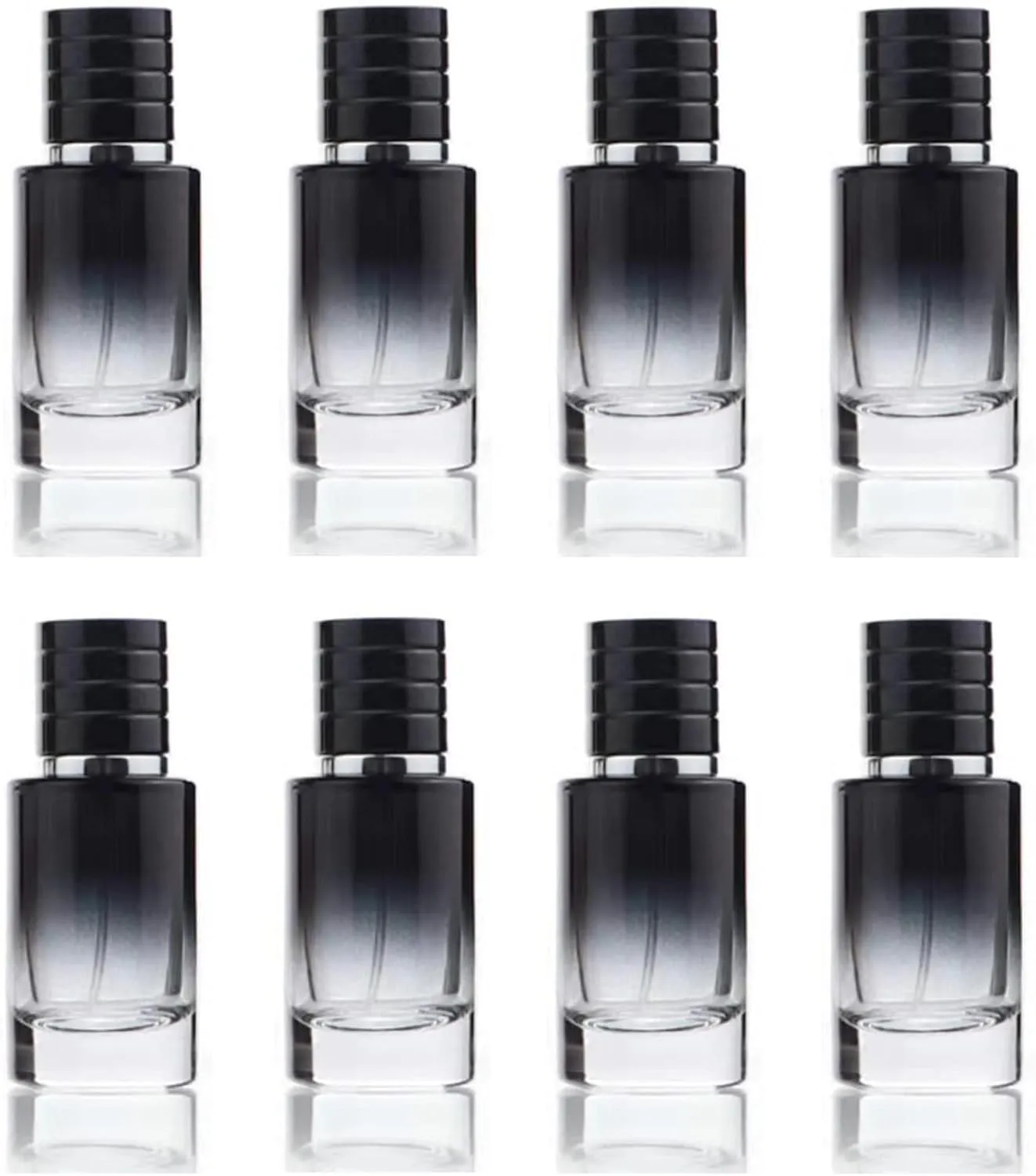 30ML Glass Perfume Bottles Empty Gradient Black Spray Perfume Bottles with Black Screw Lid Refillable Portable Empty Square Perfume Atomizer Vials Refillable Cosmetic Containers for Perfume Essential