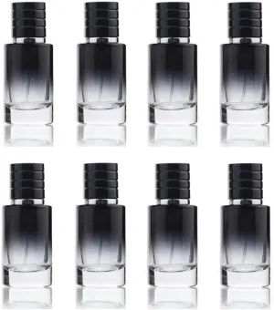 30ML Glass Perfume Bottles Empty Gradient Black Spray Perfume Bottles with Black Screw Lid Refillable Portable Empty Square Perfume Atomizer Vials Refillable Cosmetic Containers for Perfume Essential