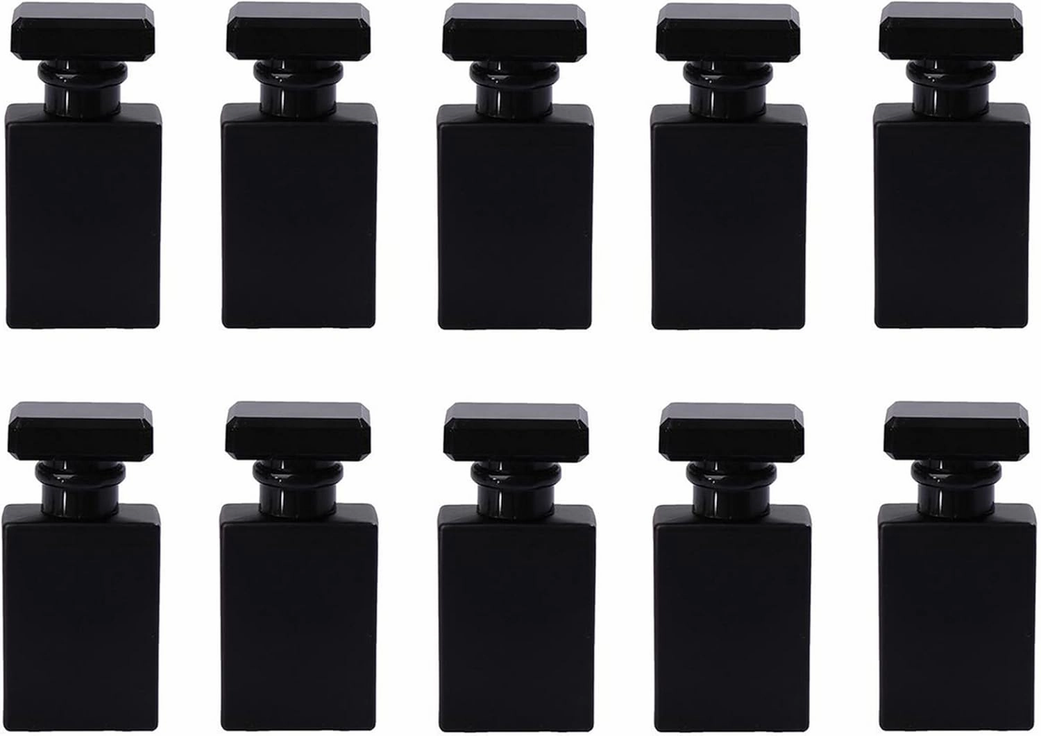 30ML Glass Perfume Bottles Empty Spray Perfume Bottles Square Refillable Portable Empty Refillable Perfume Atomizer Vials Reusable Cosmetic Containers for Perfume Essential Oils Liquids,10 Pack (Black)