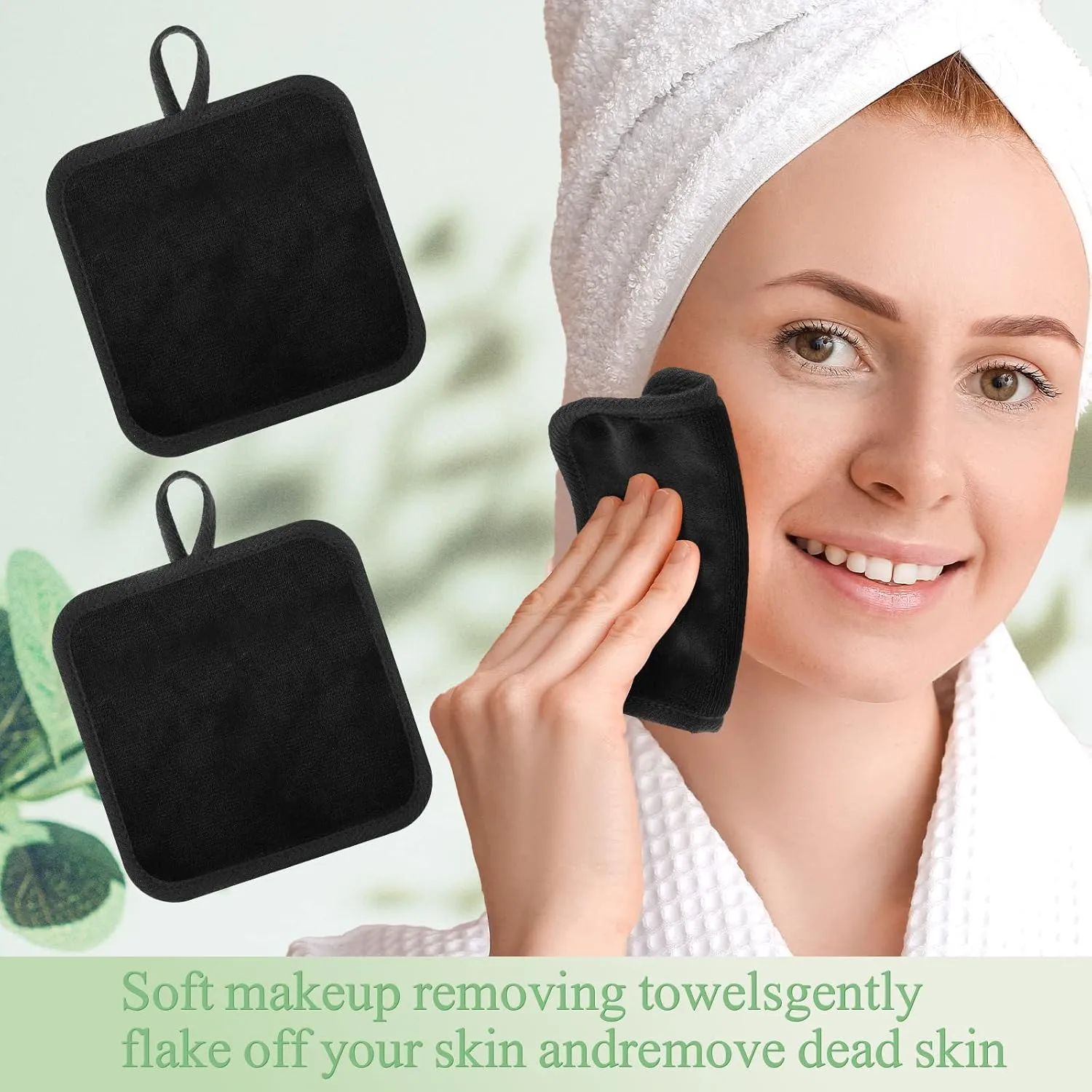 32 Pcs Makeup Remover Pads 5 x 5 Inch Soft Reusable Cloths for Eye Face Cloth Microfiber Washable Makeup Remover Towel Removal Cleaning Cloth for Women(Black)