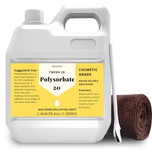 38.4 oz Polysorbate 20 Emulsifier, Premium Polysorbate 20 (TWEEN 20) Liquid, 100% Pure, Cosmetics Grade, Gentle on Skin, Suitable for Making Lotions, Shampoos, Body Washes, Makeup Removers and More