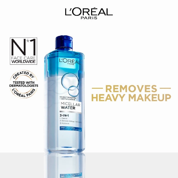 3-in-1 Deep Cleansing Micellar Water for long wear makeup remover