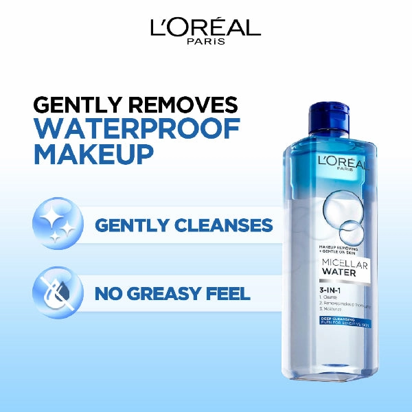3-in-1 Deep Cleansing Micellar Water for long wear makeup remover