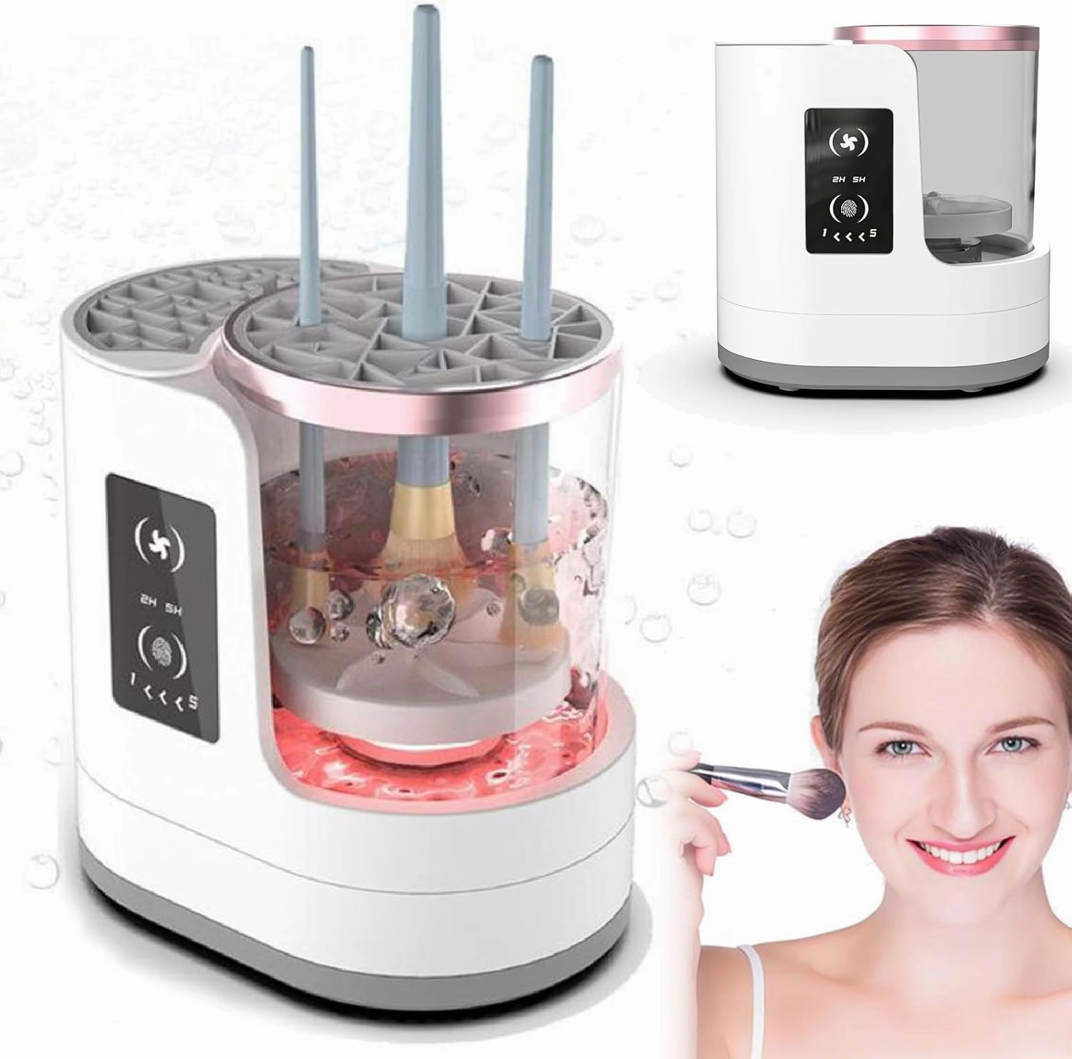 3 in 1 Electric Makeup Brush Cleaner Machine with Makeup Brush Dryer-Holder-Portable Automatic USB Cosmetic Brushes Cleaner Tool for All Makeup Brush Types, Contours, Eyeshadow, Blush Brush