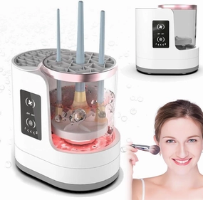 3 in 1 Electric Makeup Brush Cleaner Machine with Makeup Brush Dryer-Holder-Portable Automatic USB Cosmetic Brushes Cleaner Tool for All Makeup Brush Types, Contours, Eyeshadow, Blush Brush