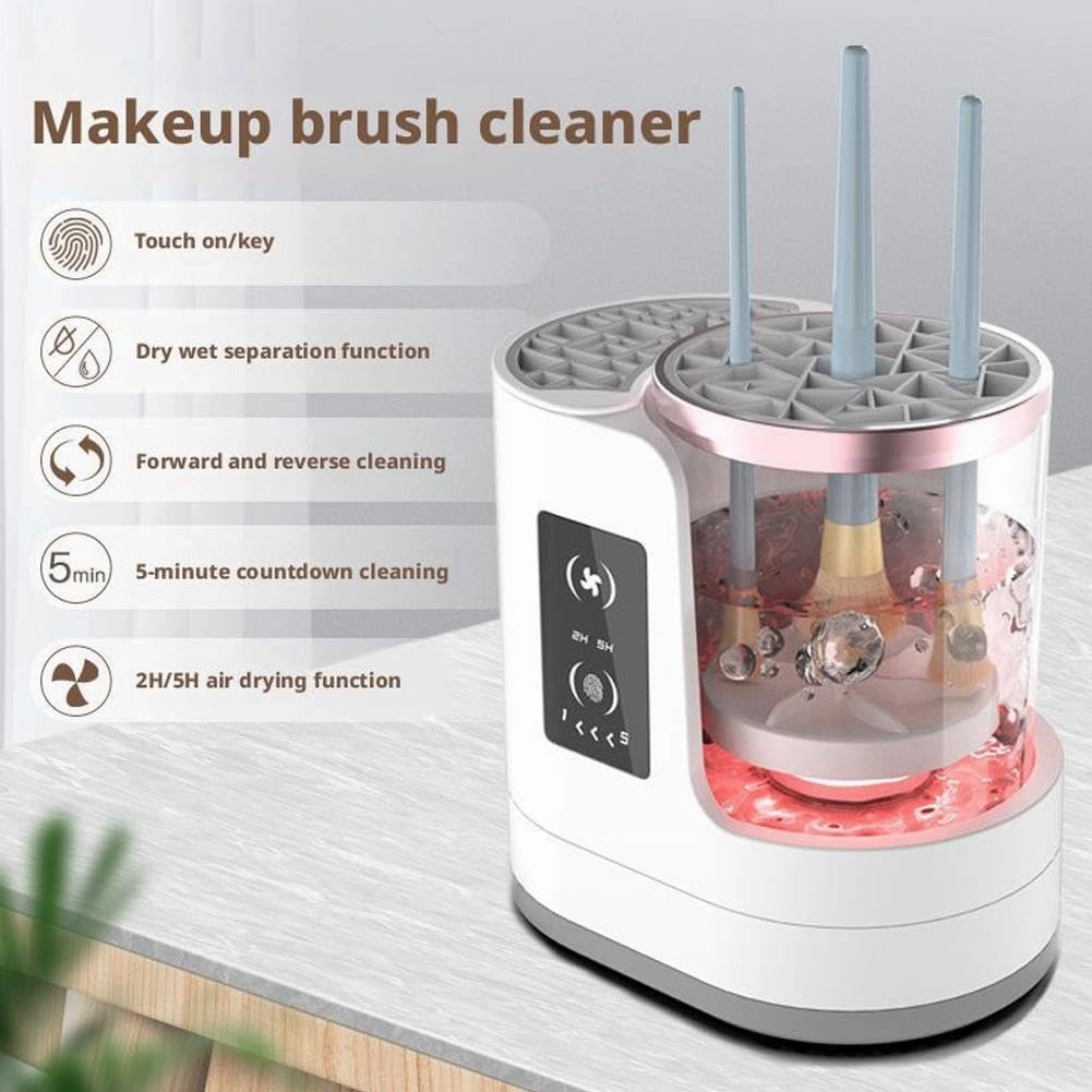 3 in 1 Electric Makeup Brush Cleaner Machine with Makeup Brush Dryer-Holder-Portable Automatic USB Cosmetic Brushes Cleaner Tool for All Makeup Brush Types, Contours, Eyeshadow, Blush Brush