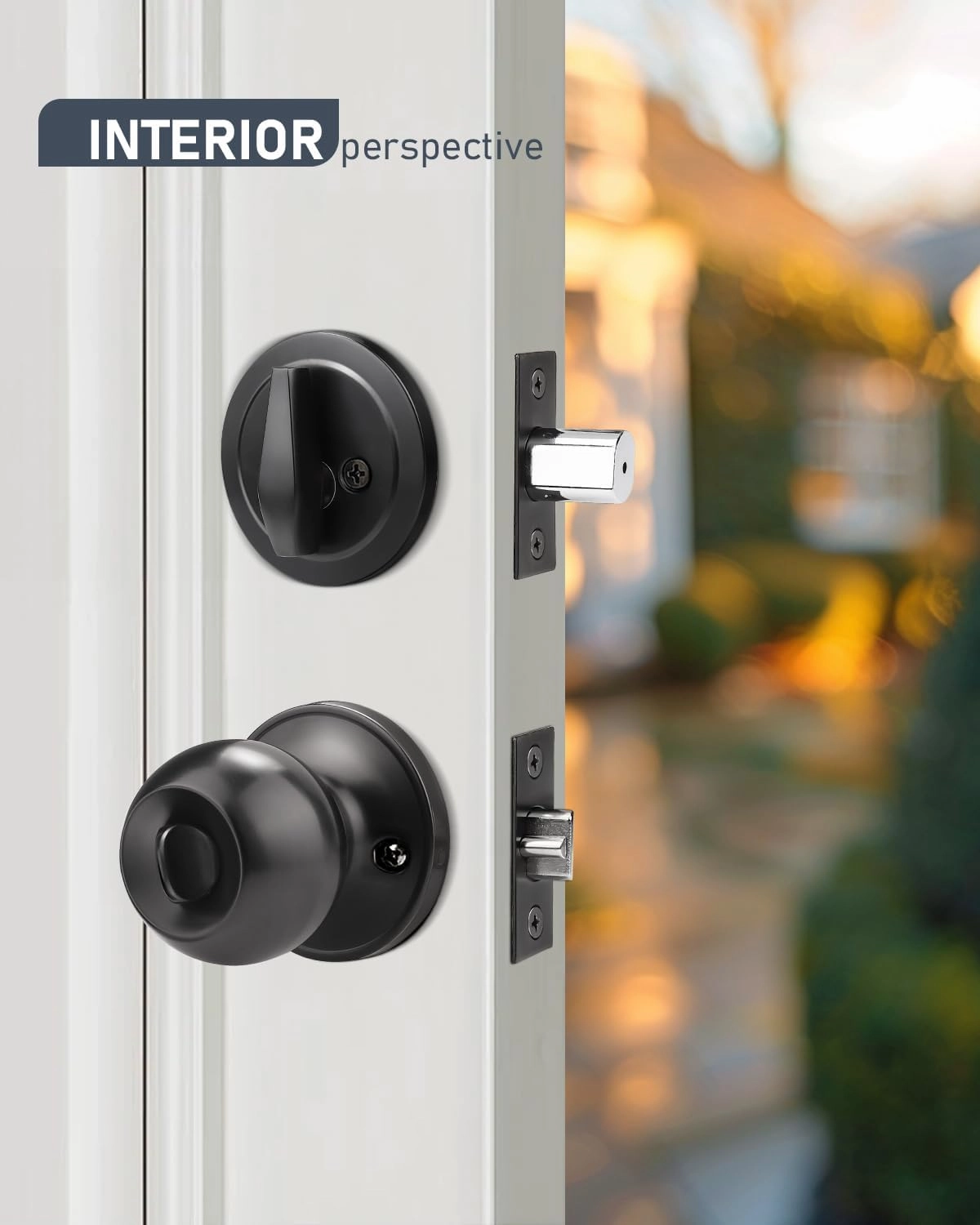 3 Pack Entry Door Knob Lockset and Single Cylinder Deadbolt Combination Set in Matte Black Finish, Keyed Alike Exterior Knob Lock and Deadbolt for Front Door and Outside Gate