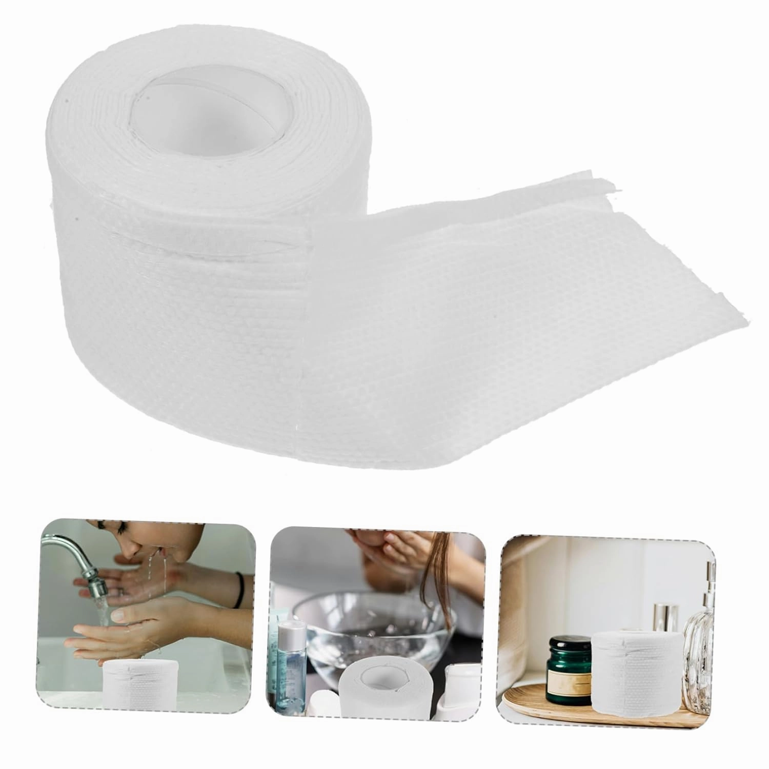 3 Rolls One-time Use Face Towels Soft Thickening Facial Tissue Makeup Removal Face Towel Cotton Disposable for Travel