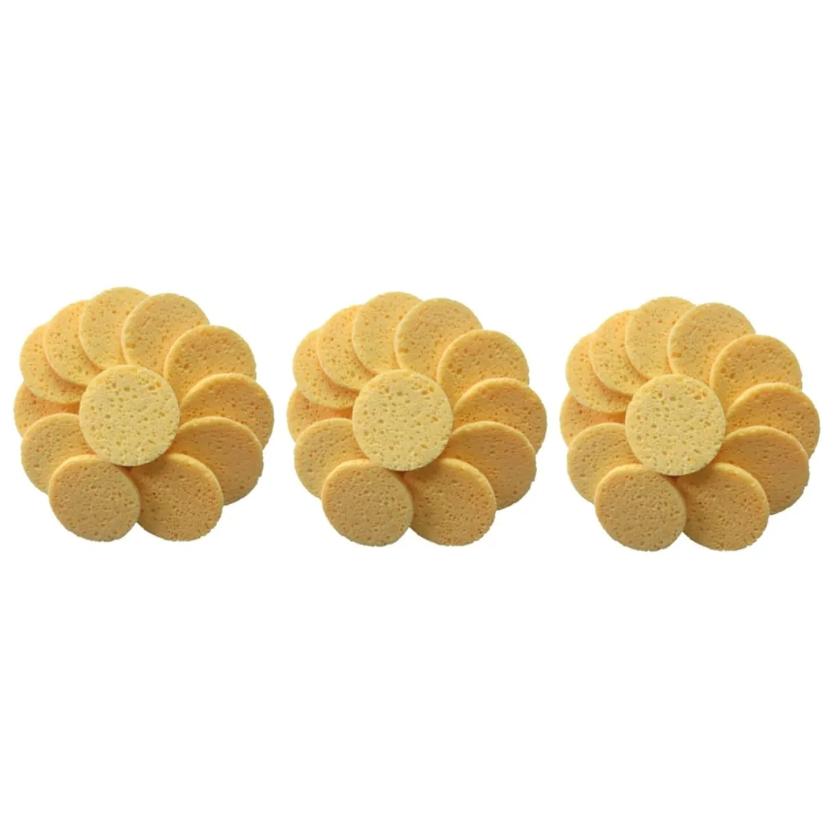 3sets Round Makeup Sponge Cotton Pads Face Cleaning Puff Makeup Skin-friendly 70x8mm 20pcs*3