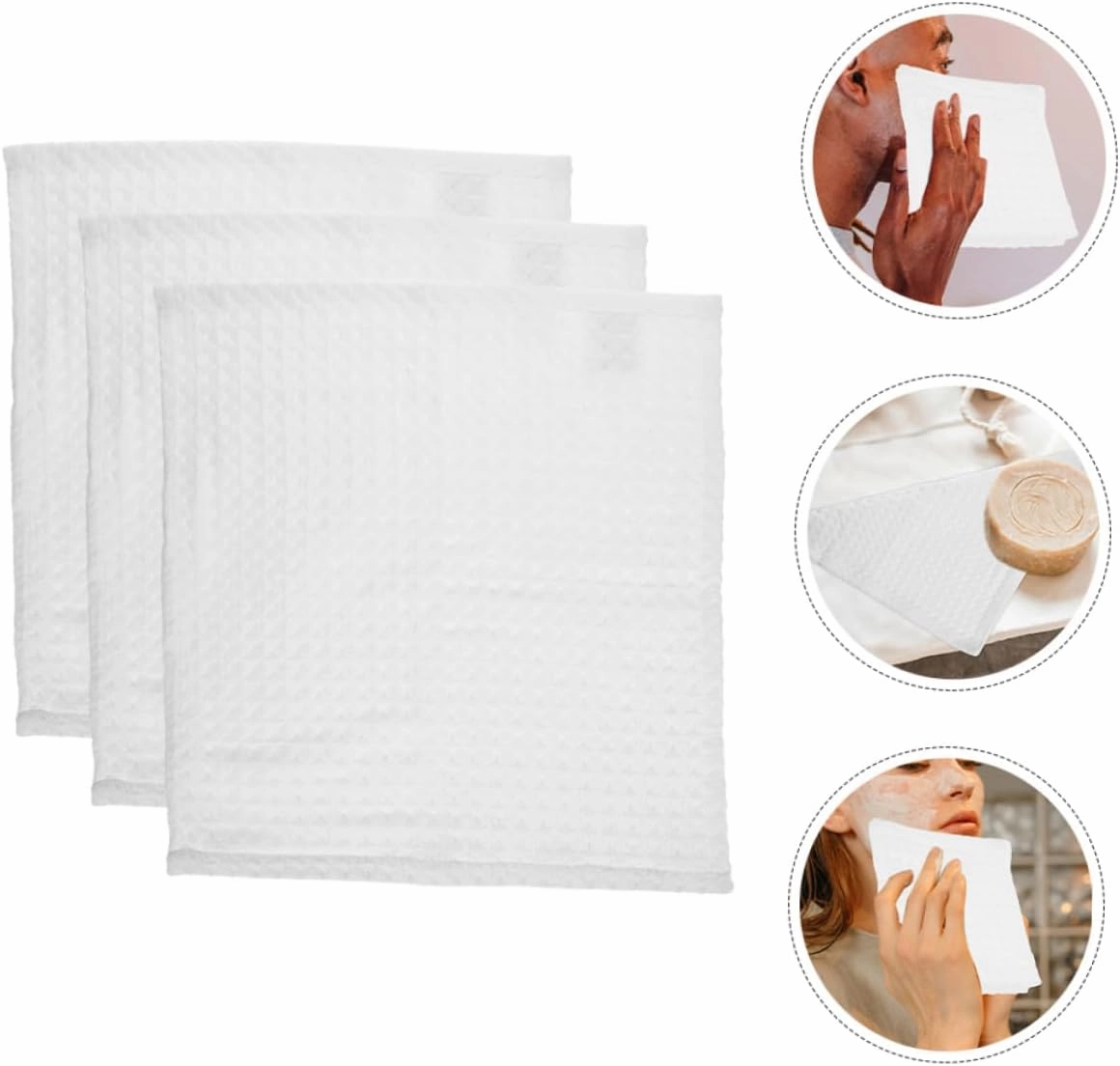 3sets Scarf Towels Washcloths Wash Cloths for Face Square Face Towel Cotton Facecloths Face Cleansing Towel Face Rags Makeup Remover Cloth Face Cloth White Pure Cotton 3pcs*3