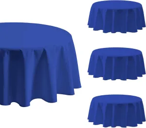 4 Pack Peacock Blue Round Tablecloth - 52 Inch Fabric Table Cloth, Waterproof and Wrinkle Resistant Washable Polyester Table Cover for Dining Table, Buffet Parties and Camping