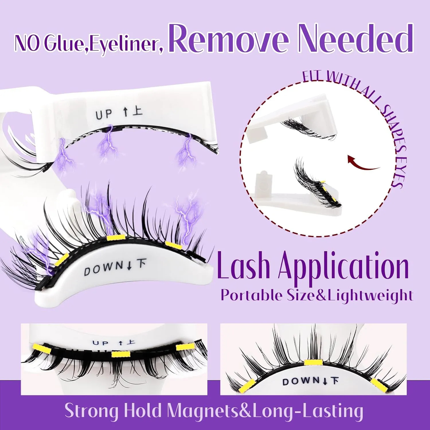 4 Pairs Magnetic Eyelashes Natural Look Kit False Eyelashes No Glue Needed - Reusable False Eyelashes Soft Magnetic Eyelashes Easy to Wear and Remove Use at Home（Four pairs-079 B07）