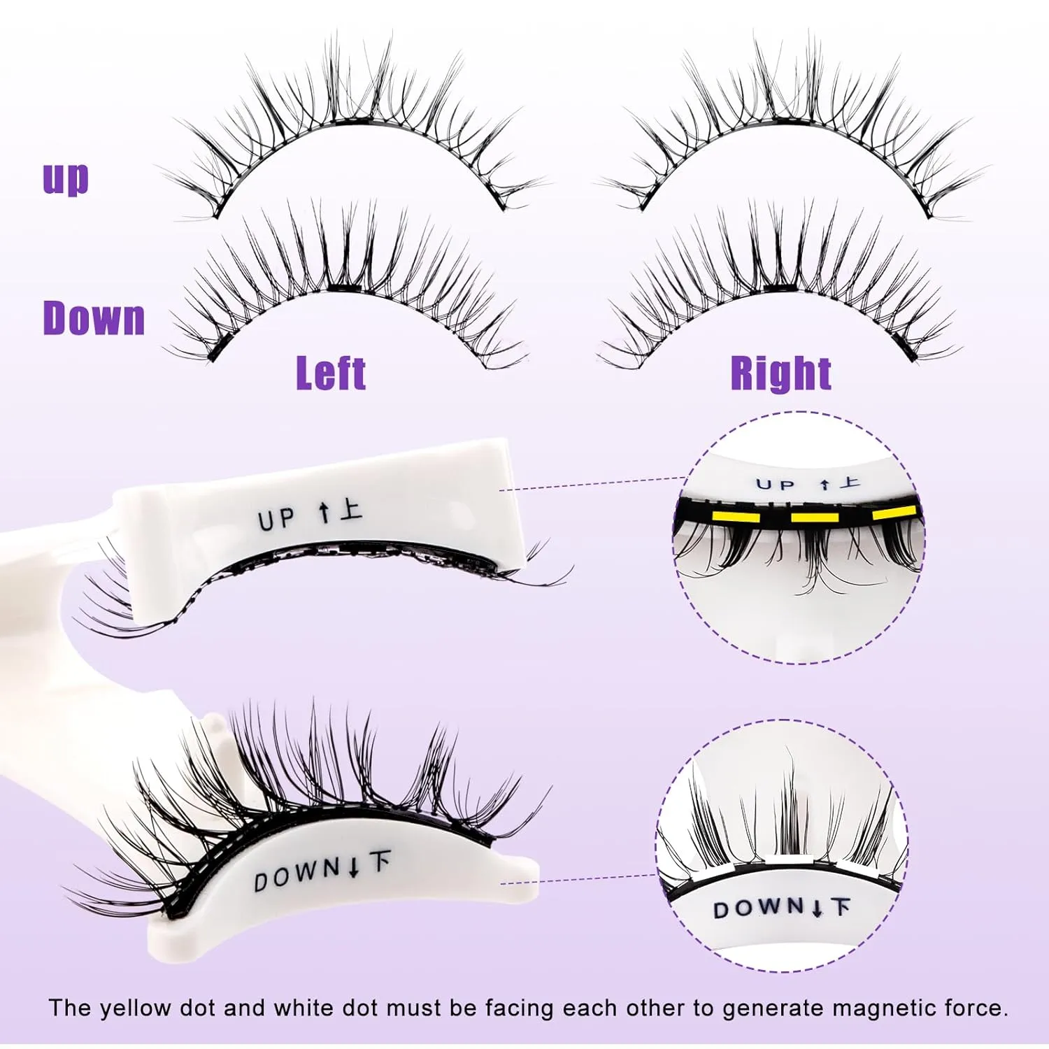 4 Pairs Magnetic Eyelashes Natural Look Kit False Eyelashes No Glue Needed - Reusable False Eyelashes Soft Magnetic Eyelashes Easy to Wear and Remove Use at Home（Four pairs-079 B07）