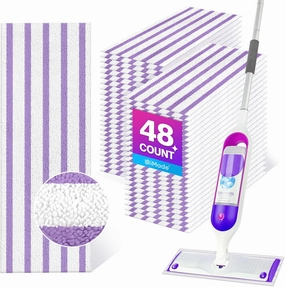 48 Pack Mop Pads Compatible with Swiffer Powermop, Washable Microfiber Pad Replacements for 13 ''-14.5 '' Mops - PowerMops Refills for Most Floor Types
