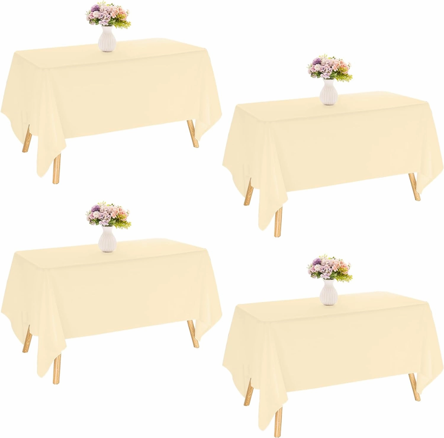 4 Pack Rectangle Tablecloth for 6 Foot Tables Washable Polyester Table Cover for Wedding Dining Table Parties Banquet（60x102 Champagne）