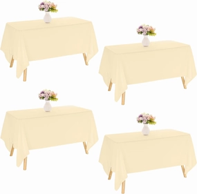 4 Pack Rectangle Tablecloth for 6 Foot Tables Washable Polyester Table Cover for Wedding Dining Table Parties Banquet（60x102 Champagne）