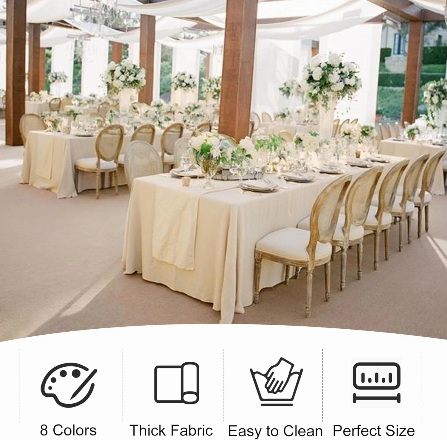 4 Pack Rectangle Tablecloth for 6 Foot Tables Washable Polyester Table Cover for Wedding Dining Table Parties Banquet（60x102 Champagne）