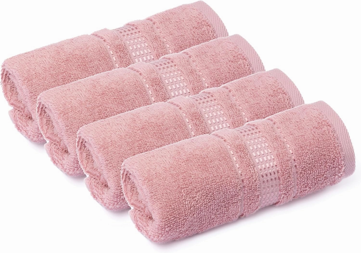 4 Piece Washcloth Set, 100% Turkish Cotton Towels for Body and Face, 12 in x 12 in, Absorbent, Quick Dry, Durable and Soft, Baby Towels, Wash Rags for Kitchen, Powder Pink