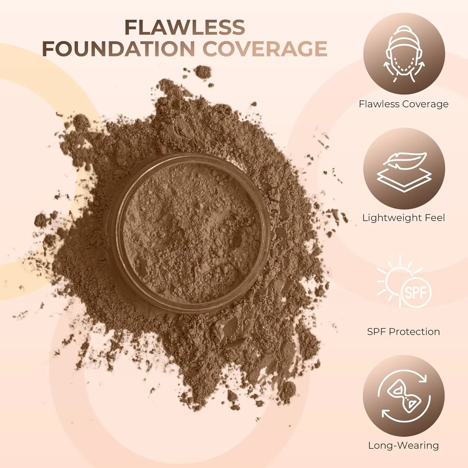 4pc Full Size Kit (Ebony Shade) Mineral Makeup Matte Translucent Loose Foundation   Kabuki Brush   Concealer   Finishing Setting Powder   Bare Face Full Coverage SPF 30 All Skin Types Waterproof