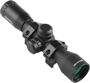 4x32 Compact Rifle Scope MT4x32 Hunting Scope w/Scope Rings, Crossbow Scope (Rangefinder/Mil-Dot/Five-Line Reticle)
