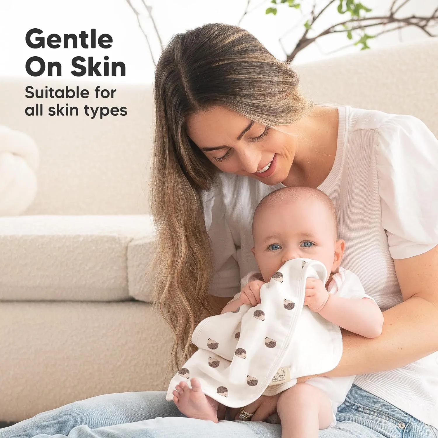 5-Pack Muslin Burp Cloths Baby Boy, Girl - Very Absorbent Baby Burp Cloth Rags, 8-Layers Viscose Derived from Bamboo Cotton Muslin Towel, Super Soft Spit Up Rags, No Shrink Washcloths (KeaFriends)