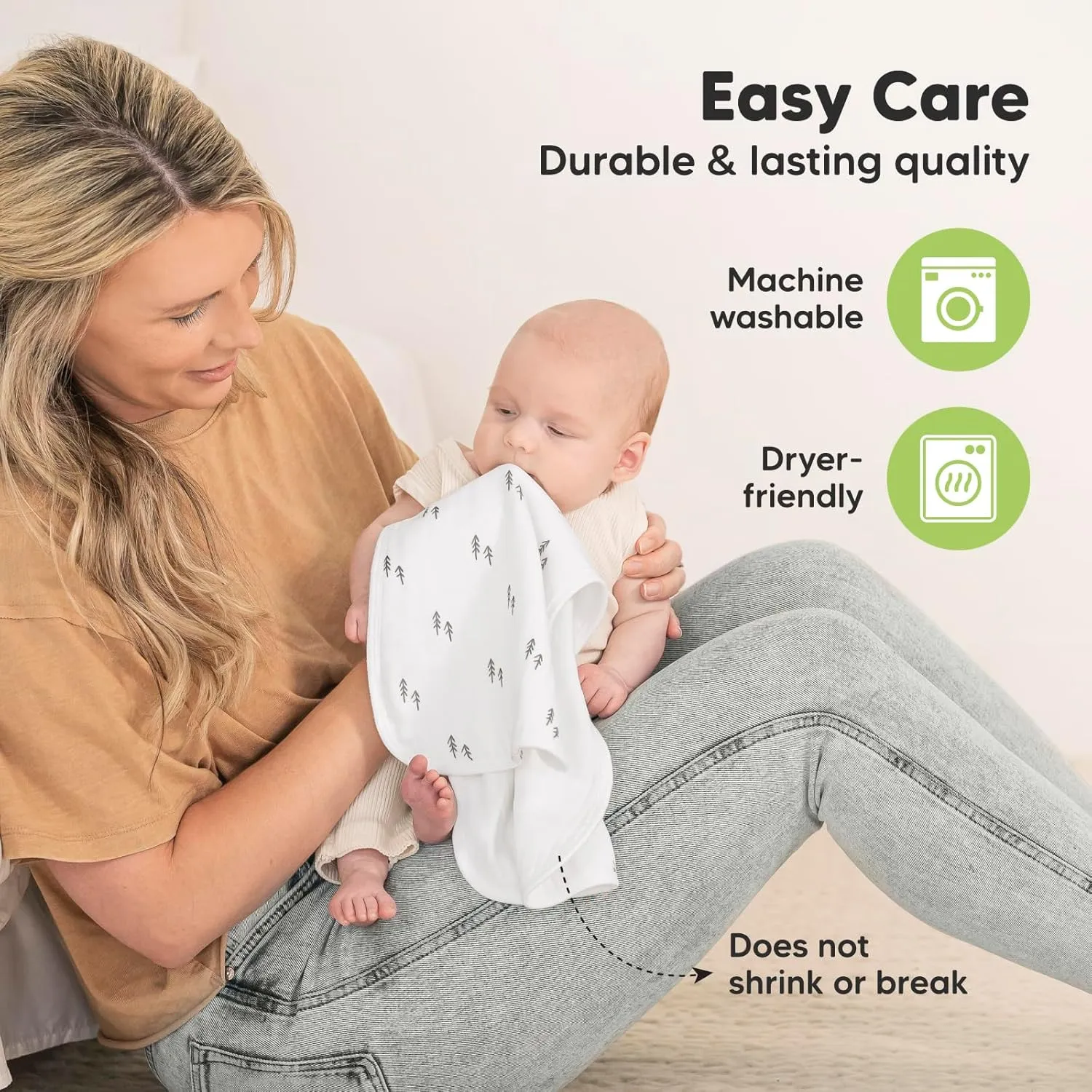 5-Pack Muslin Burp Cloths Baby Boy, Girl - Very Absorbent Baby Burp Cloth Rags, 8-Layers Viscose Derived from Bamboo Cotton Muslin Towel, Super Soft Spit Up Rags, No Shrink Washcloths (Nordic)