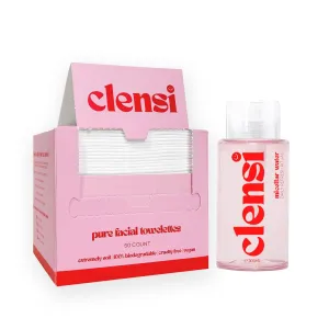 50 Dry Facial Towelettes & 1 Micellar Cleansing Water Makeup Remover, Skin Cleansing Bundle