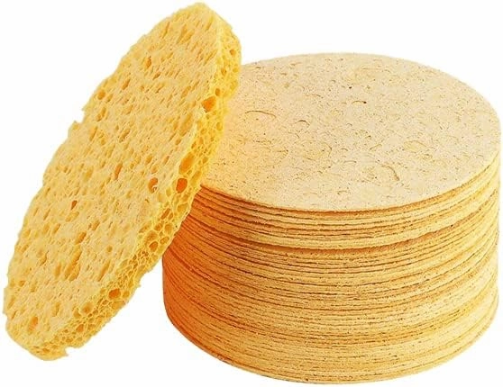 50 Count Facial Sponges Cellulose Facial Sponges Exfoliating Reusable Compressed 100% Natural Cosmetic Spa Sponges for Facial Cleansing Mask Makeup Removal