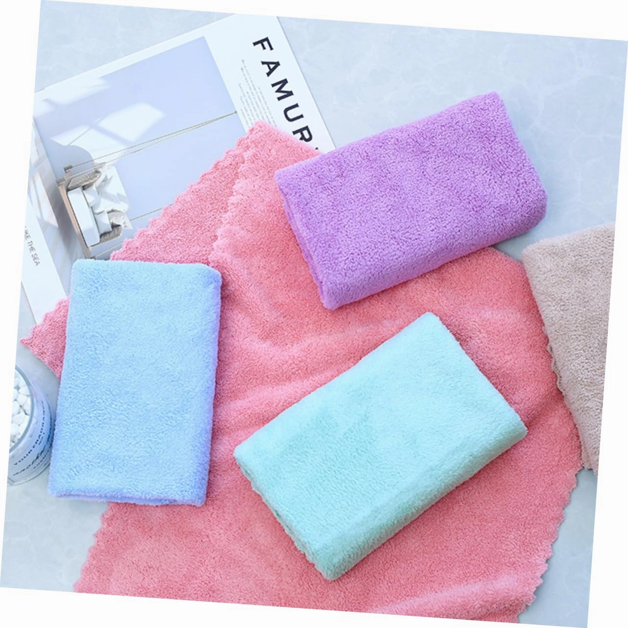 5pcs Microfiber Face Washing Towel Makeup Remover Washcloths for Women Portable and Absorbent Machine Washable for Travel and Home Use