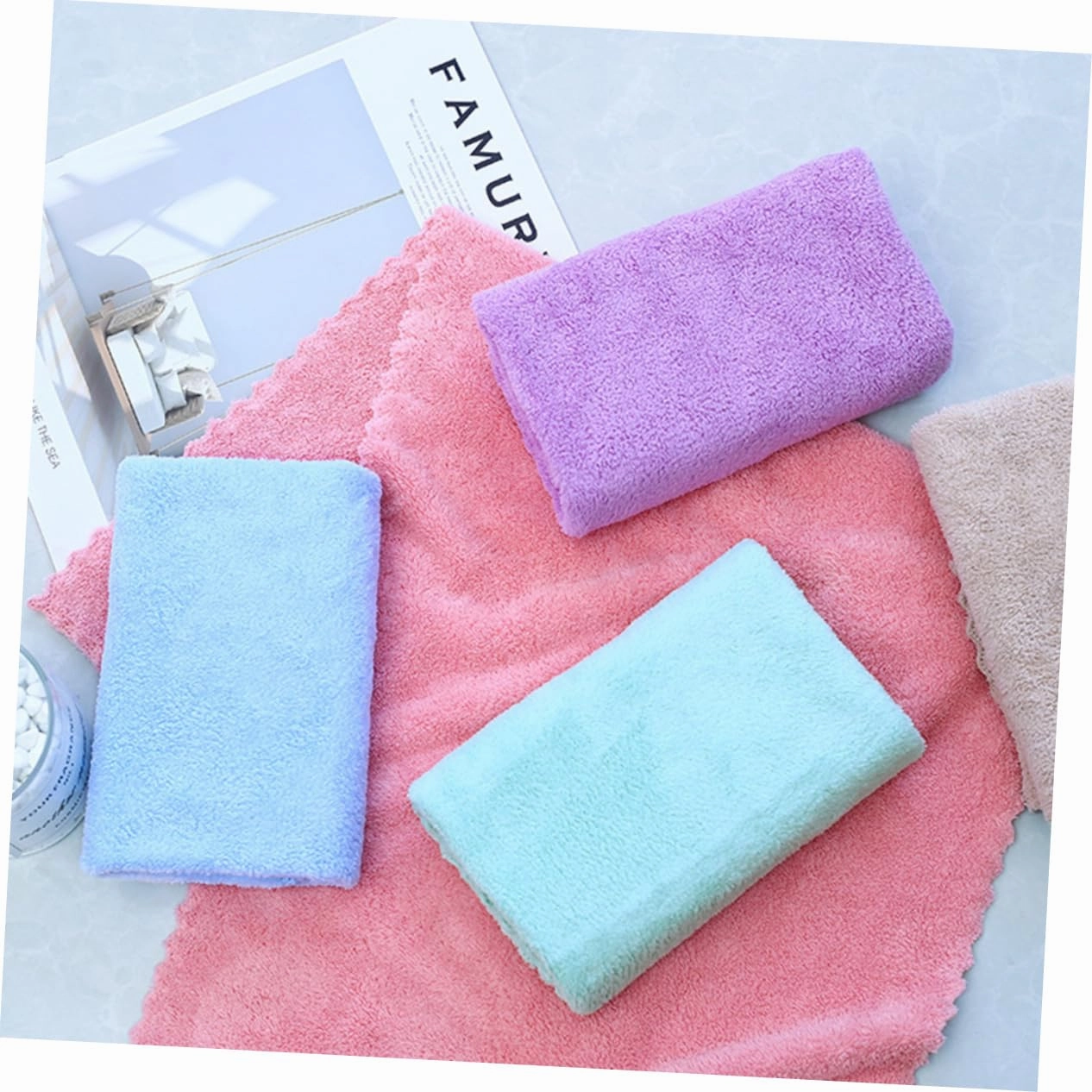 5pcs Microfiber Face Washing Towels for Makeup Removal Soft and Absorbent Washcloth Portable for Travel and Home Use Delicate Stitching