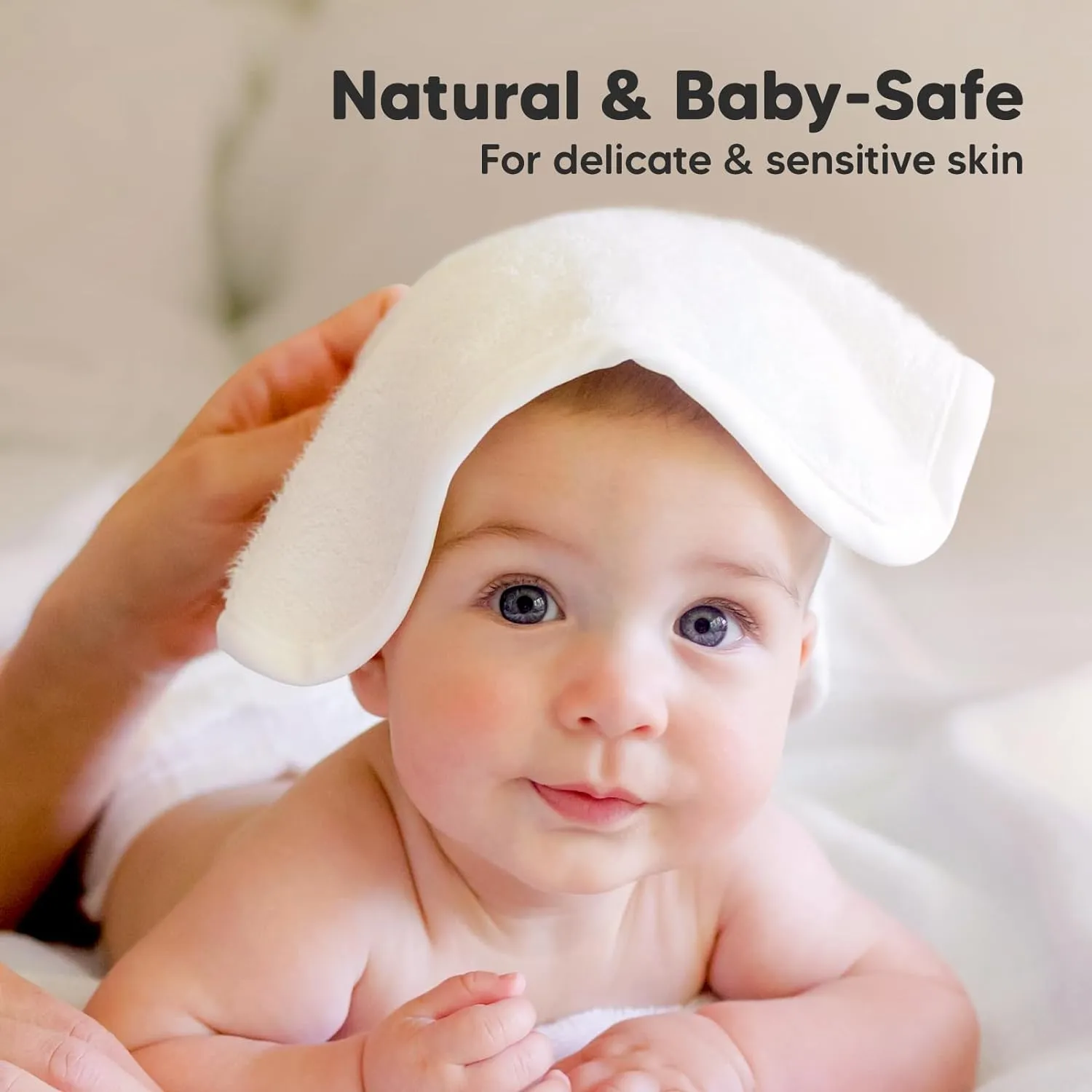 6-Pack Baby Washcloths - Soft Viscose from Bamboo Washcloth, Baby Wash Cloths for Newborn, Kids, Bath Baby Towels, Face Towel, Face Cloths for Washing Face (White)