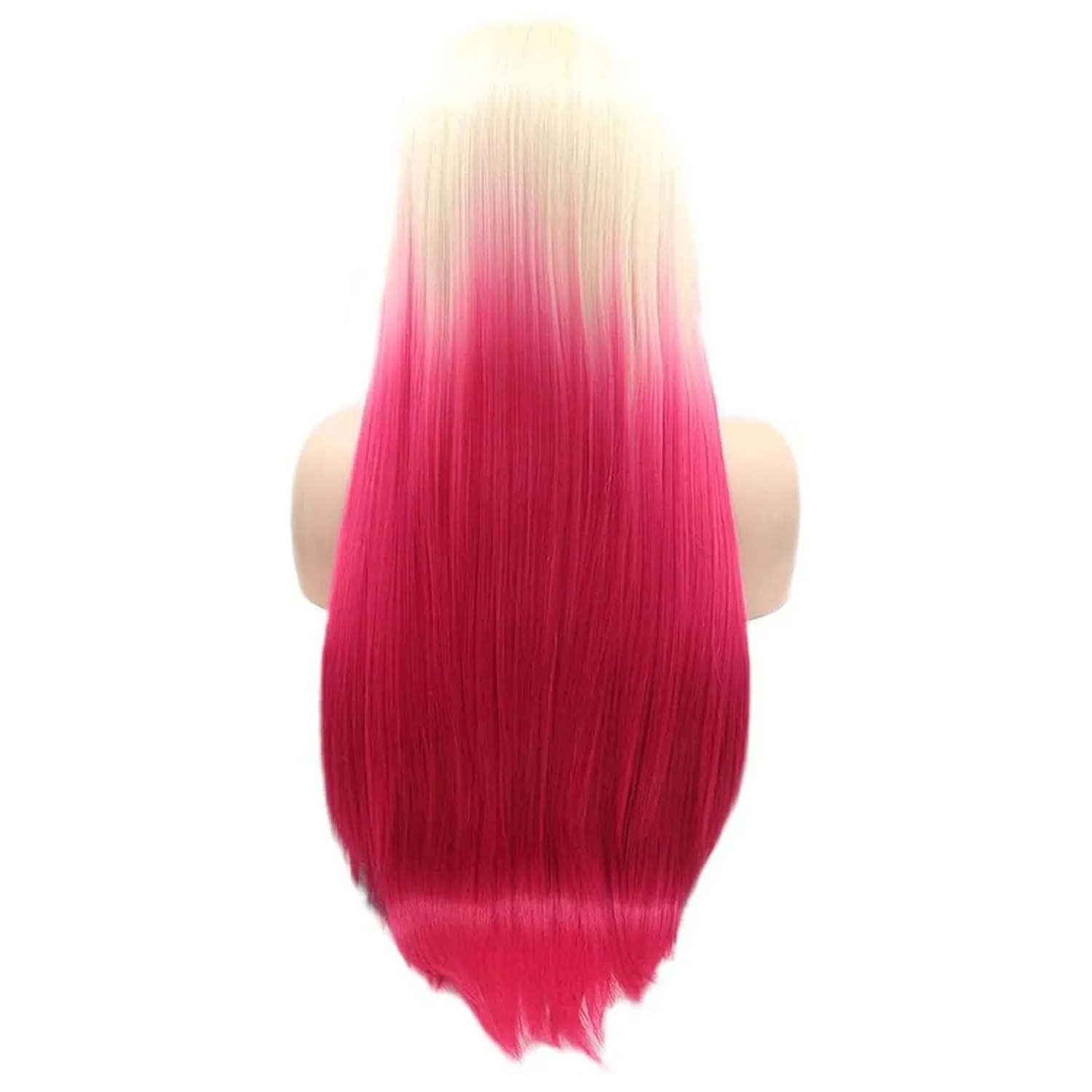 613 Blonde Pink Wig Hair Lace Front Wigs Long Straight Soft Natural Hair Blonde Ombre Hot Pink Color Glueless Heat resistant Synthetic Lace Front Wigs for Fashion Women 24 Inch