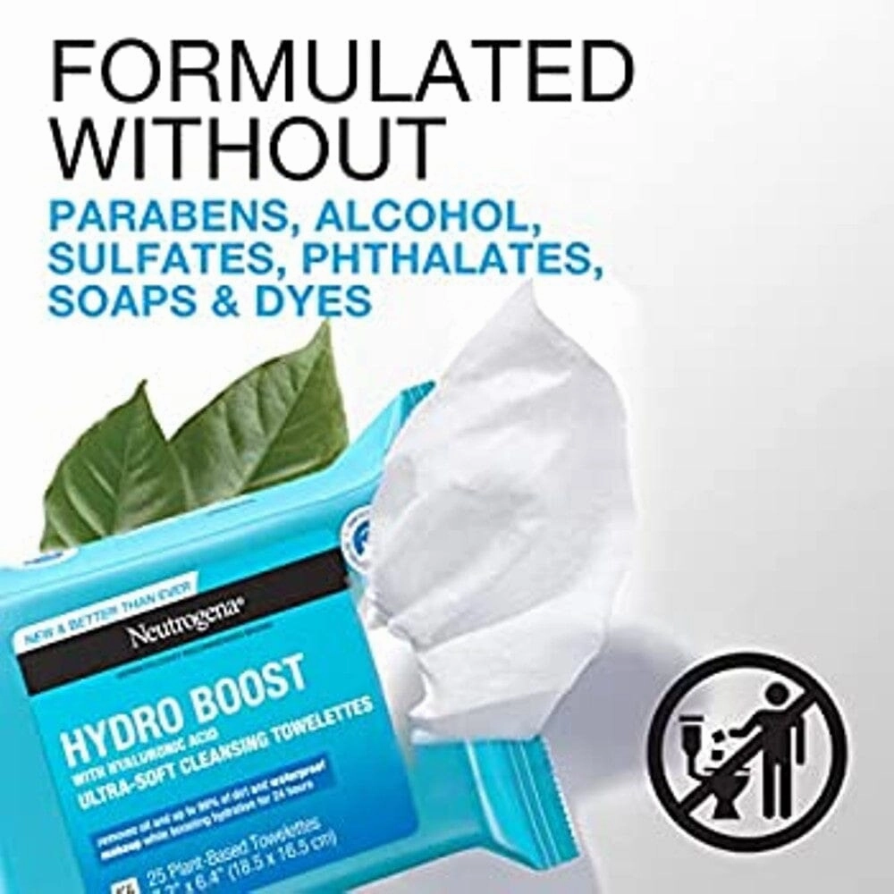 6-Pack: Neutrogena Hydro Boost Cleanser Facial Wipes, 25 Count
